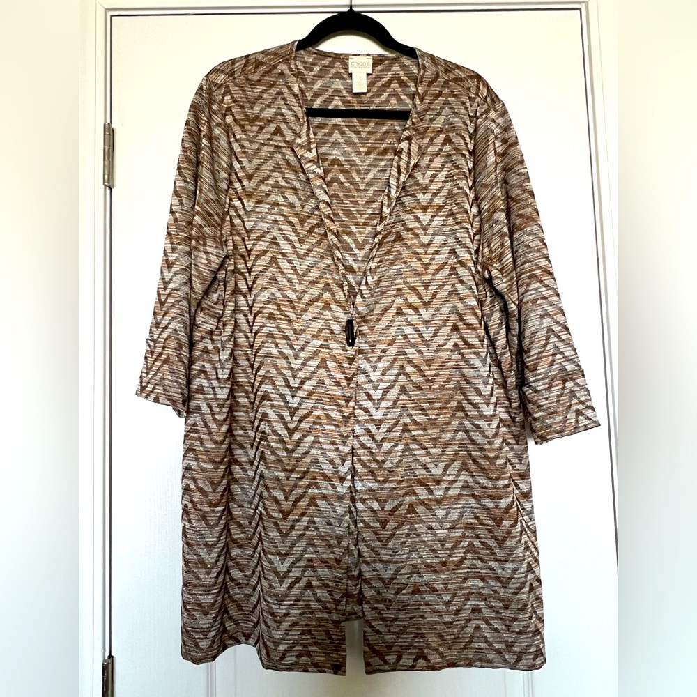 Chico’s Collection Metallic Chevron Knit Sweater